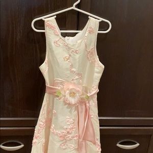 Girls Adorable White With Pink Ribbon Design